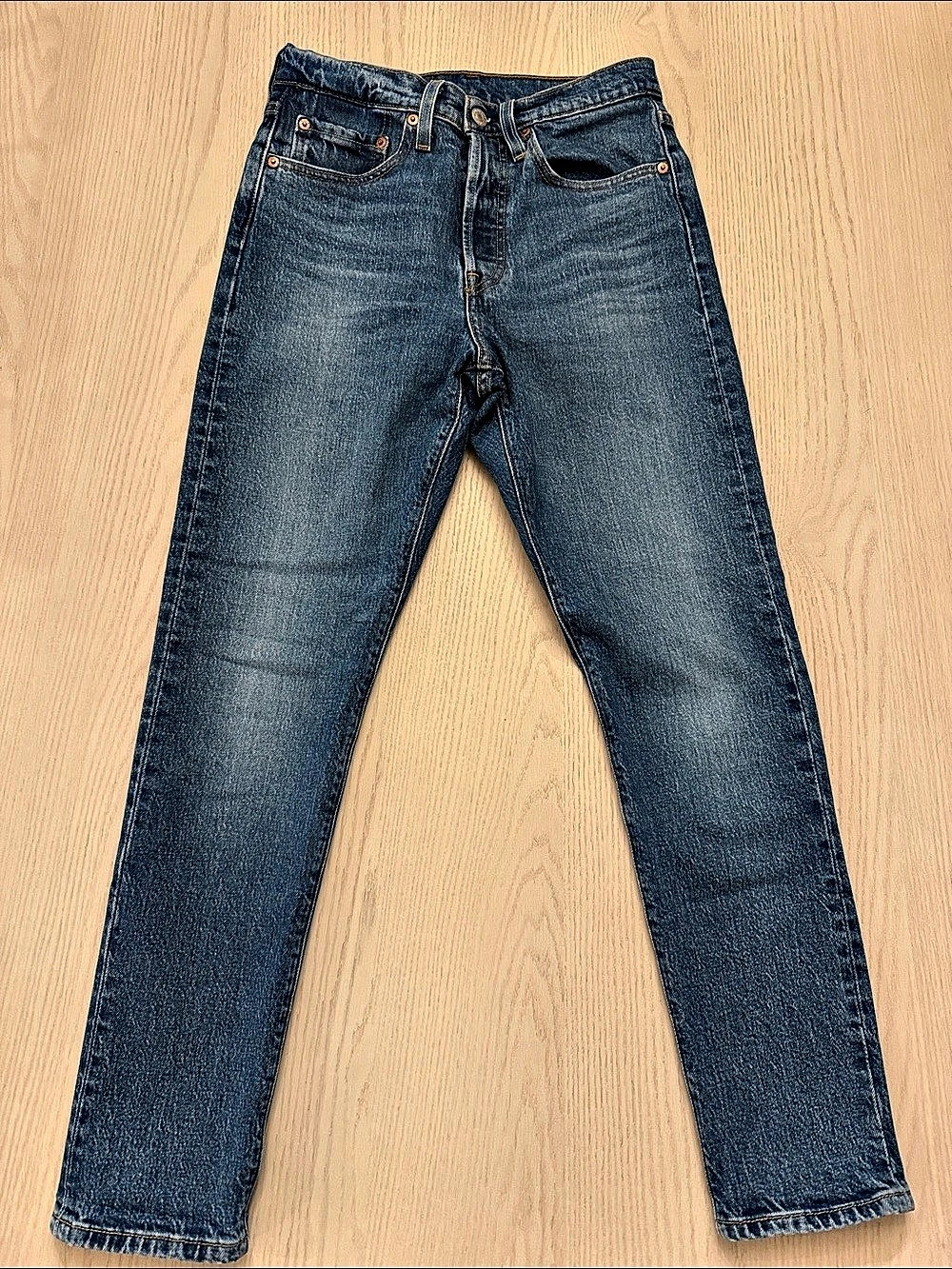 Levi's 501 High Rise Straight Leg Jeans Blue Waist 26
